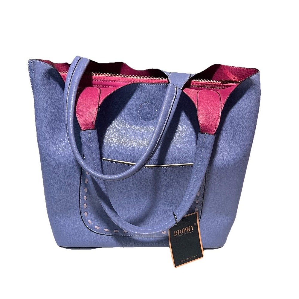 Diophy Lavender  Los Angeles Large Handbag Purse 12H x 19W. 6  1/2 in base NWT